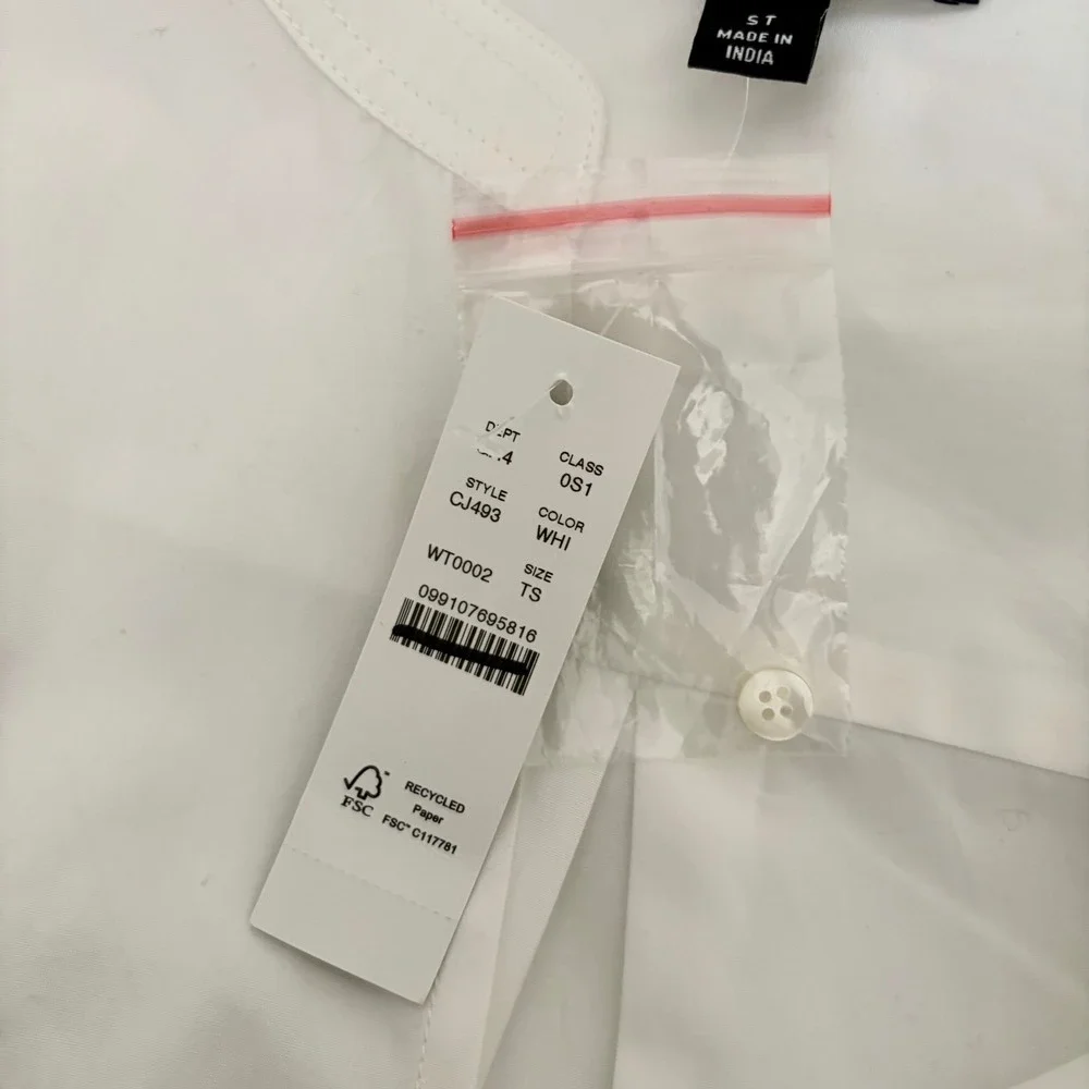 NWT!! J. CREW Delilah Dress Cotton Poplin Solid White Mini Ruffle Small‎ Tall ST